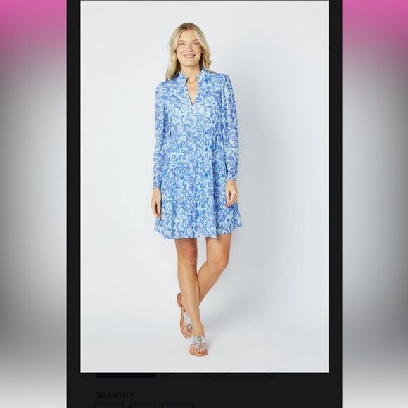 SAIL TO SABLE LONG SLEEVE TUNIC FLARE DRESS - BLUE ROSE small - Picture 1 of 11